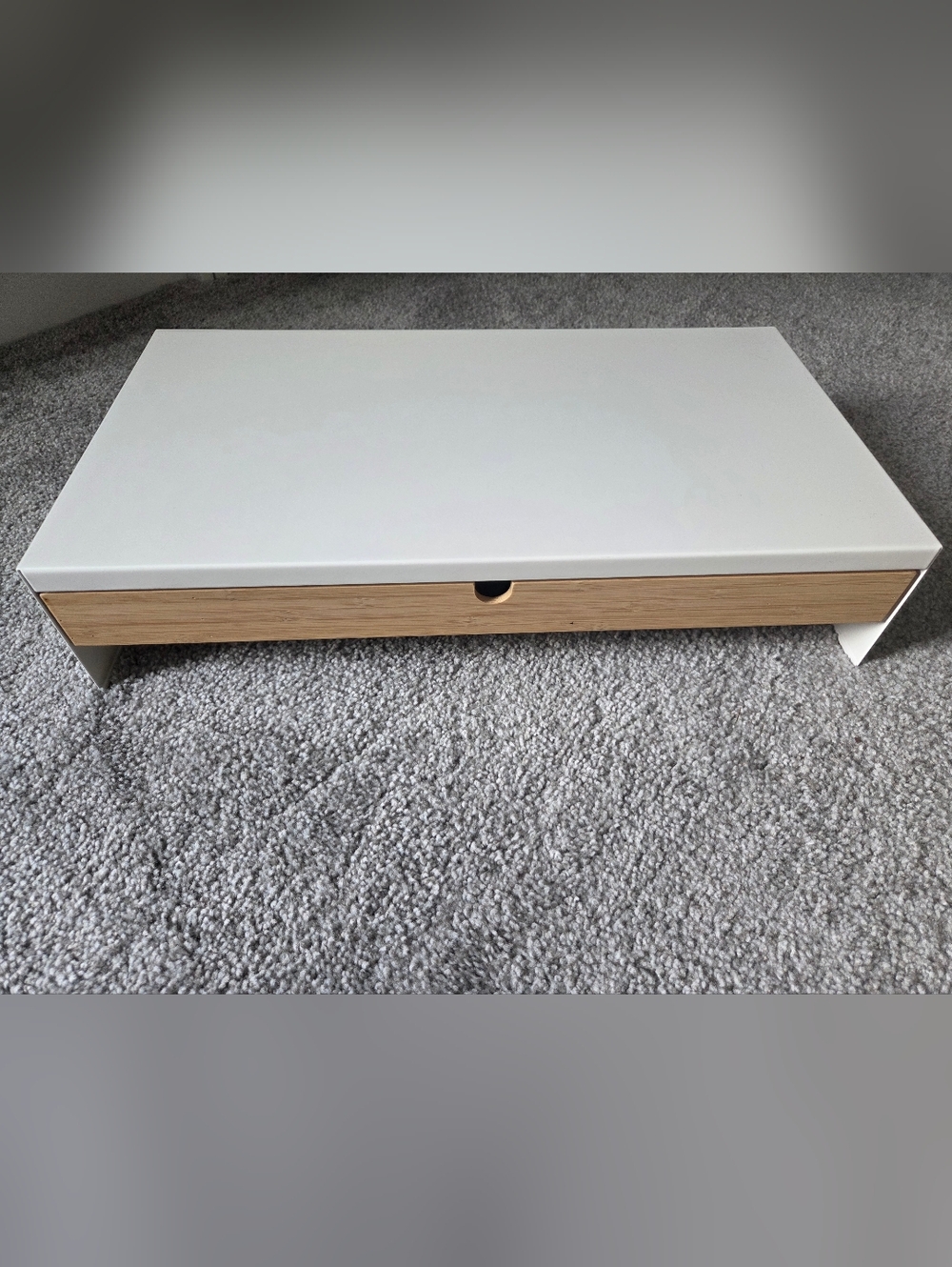 Ikea Elloven White Monitor Stand with Drawer